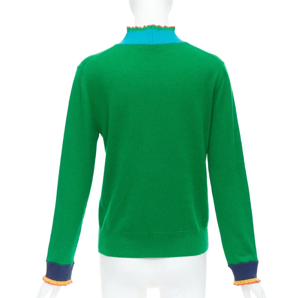 Vivienne Tam Oriental Patch Sweater Green Wool Never worn - Box View
