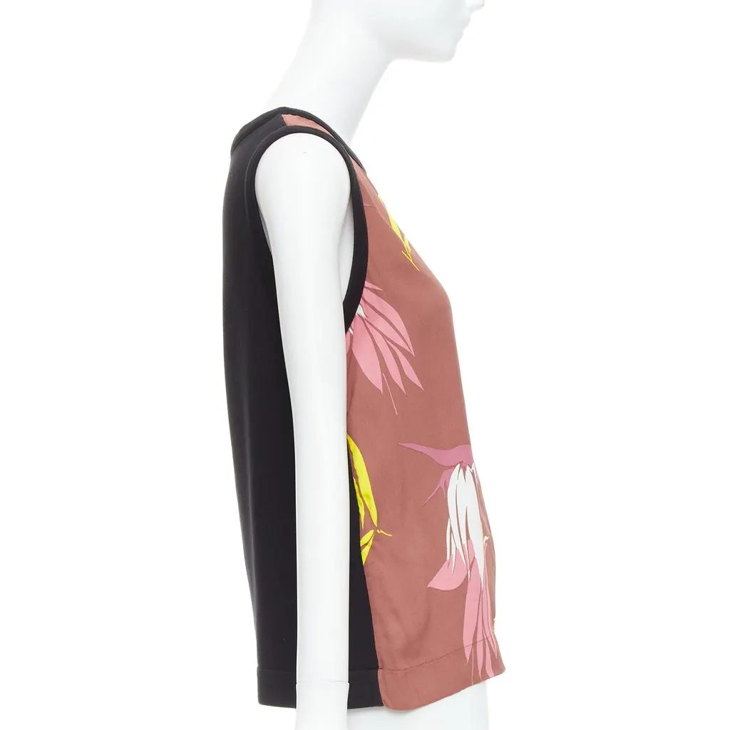 Marni Tropical Print Tank Brown Cotton Fair - Model View