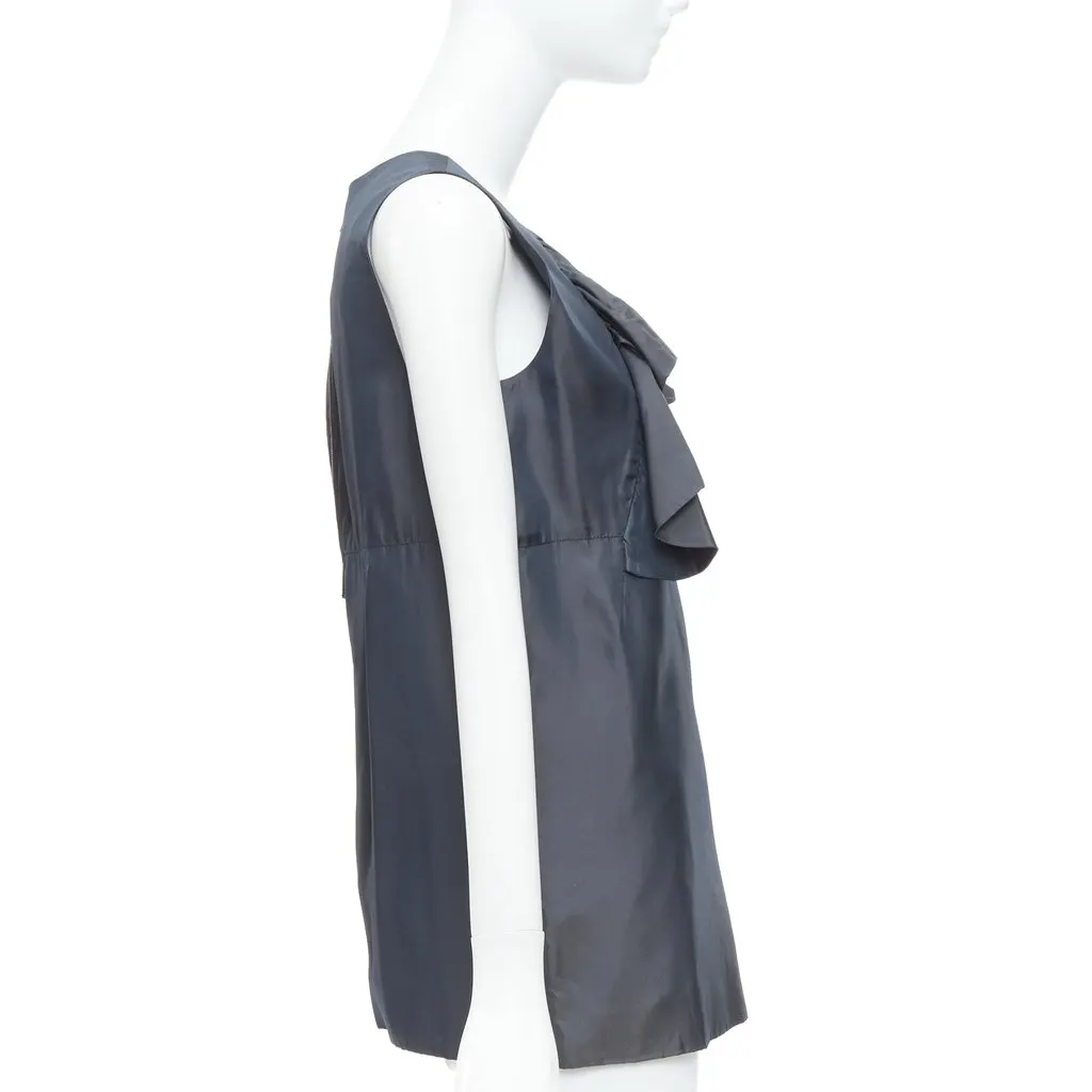 Marni Twill Ruffle Dress Grey Very good - Model View
