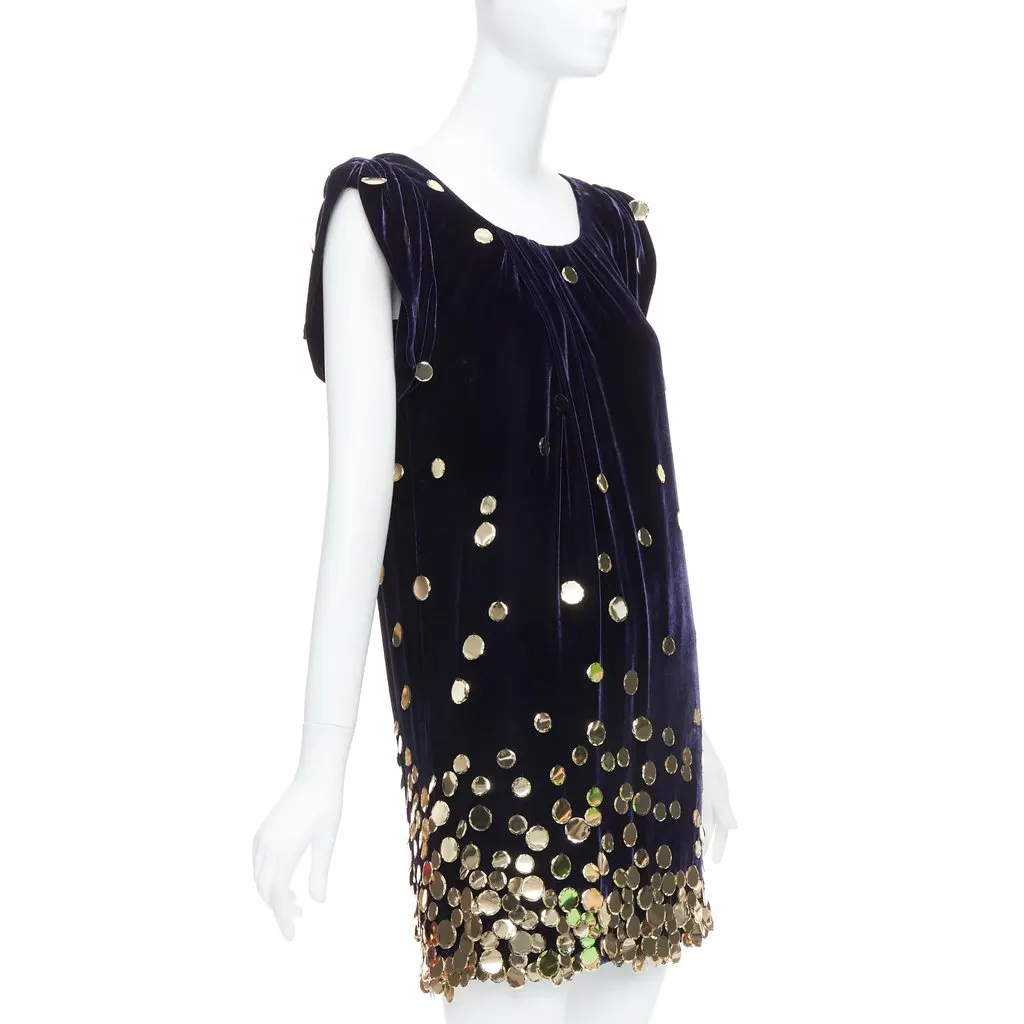 Diane von Furstenberg Gold Pailette Dress Purple Velvet Very good - Inside View