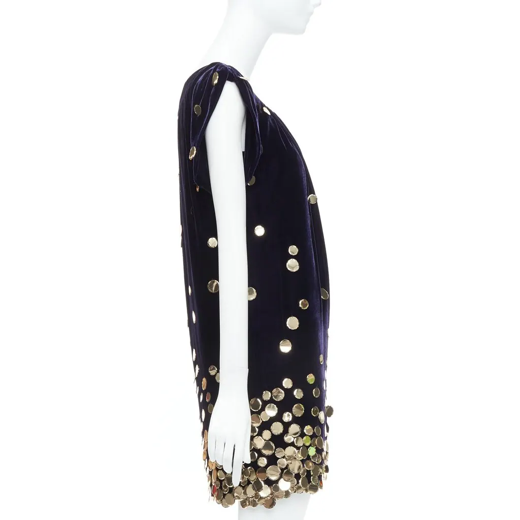 Diane von Furstenberg Gold Pailette Dress Purple Velvet Very good - Model View