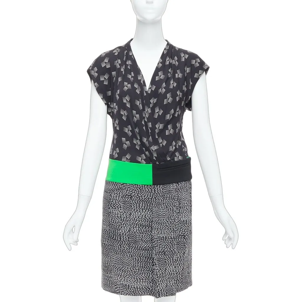 Diane von Furstenberg Multi Silk Wrap Dress Green Silk Very good - Front View