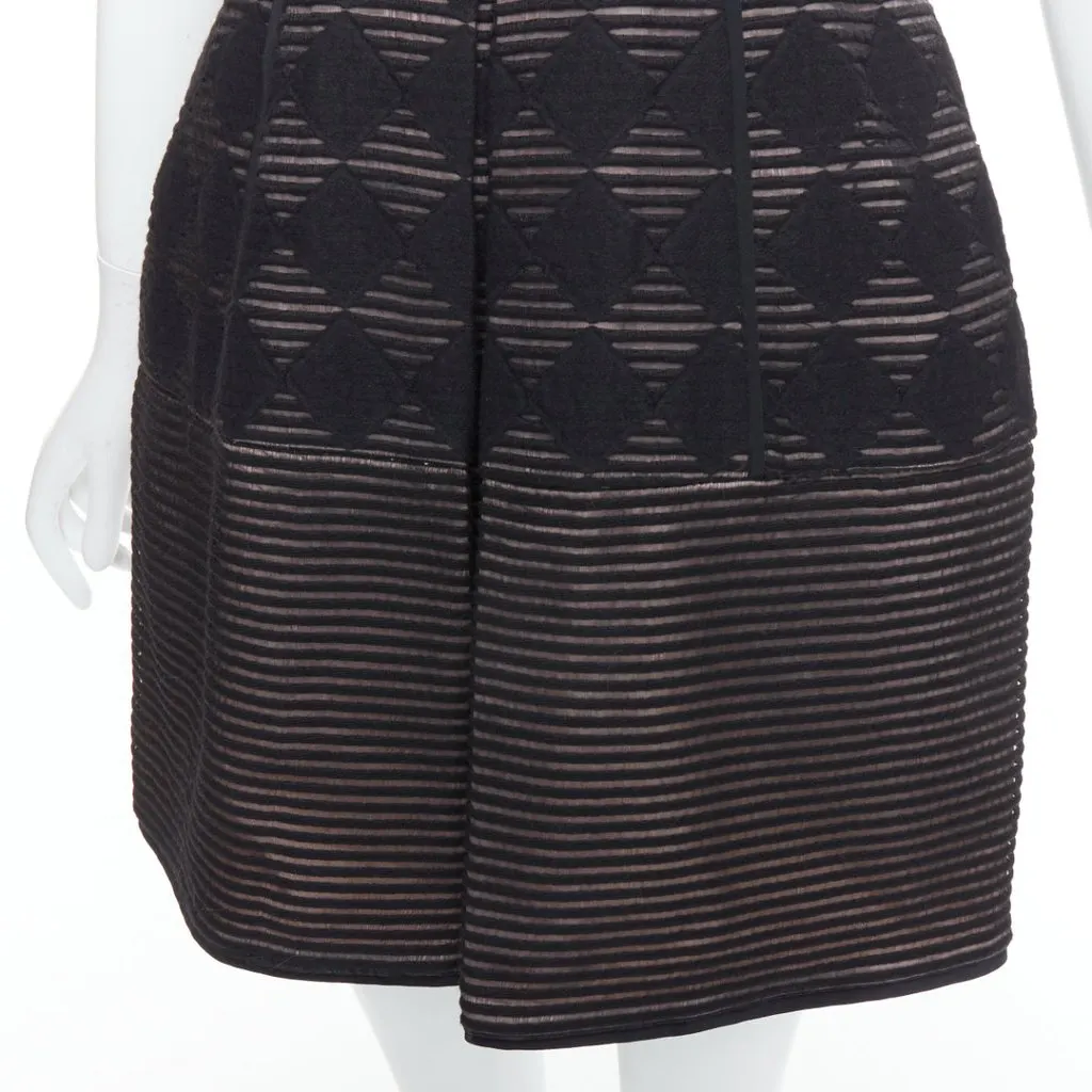 Tibi Checkered Flared Dress Black Wool Never worn - Back View
