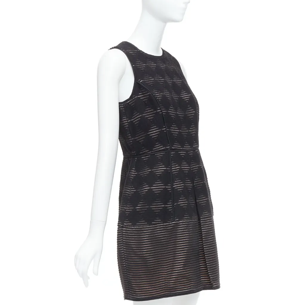 Tibi Checkered Flared Dress Black Wool Never worn - Inside View