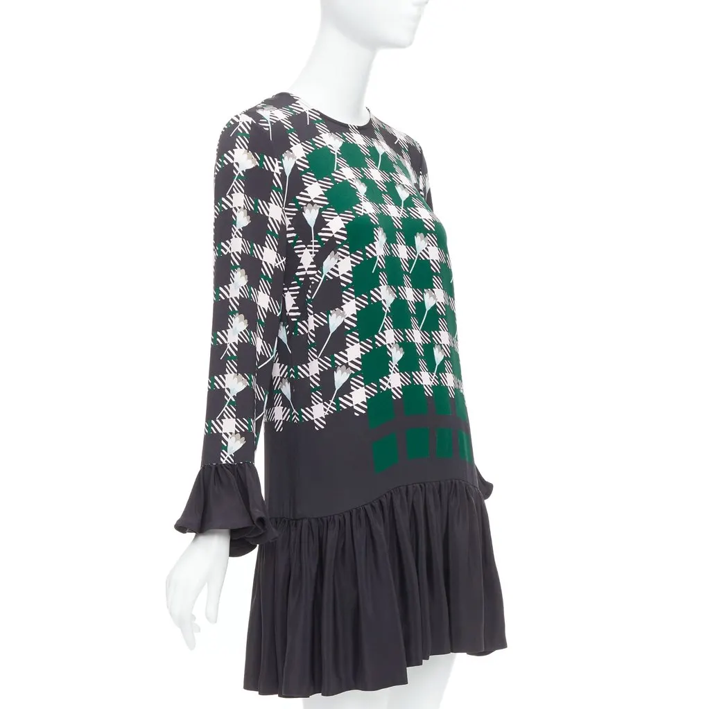 Markus Lupfer Floral Drop Waist Green Silk Good - Inside View