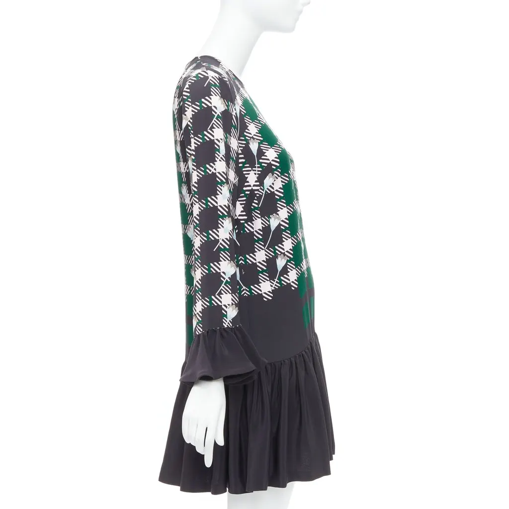 Markus Lupfer Floral Drop Waist Green Silk Good - Model View