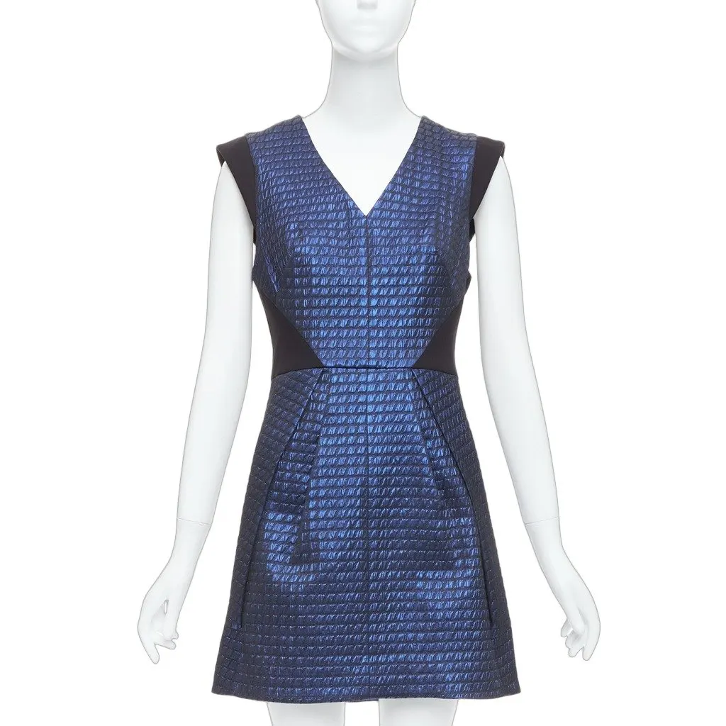 Tibi Lurex Jacquard Dress Black Polyester Very good - Front View