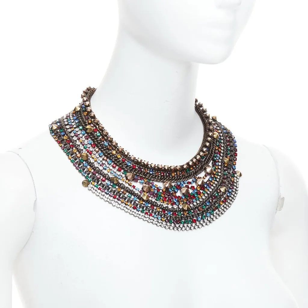 Iosselliani Rhinestone Collar Necklace Gold Metal Never worn - Inside View
