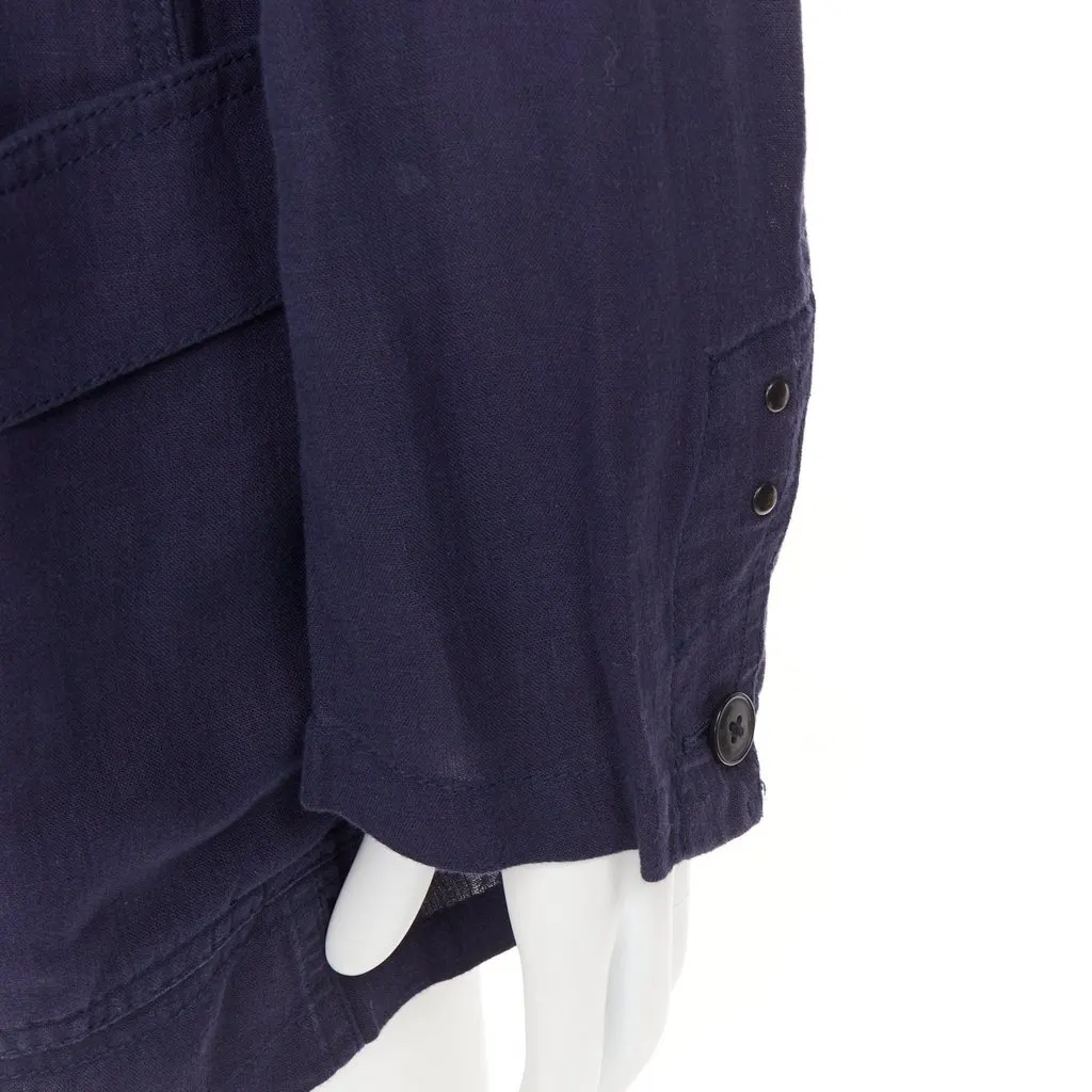 Yohji Yamamoto Blue Linen Jacket Blue Linen Good - Back View
