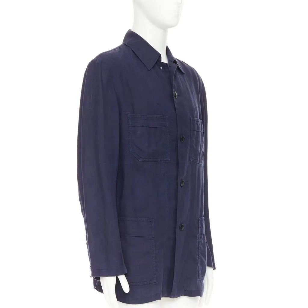 Yohji Yamamoto Blue Linen Jacket Blue Linen Good - Inside View