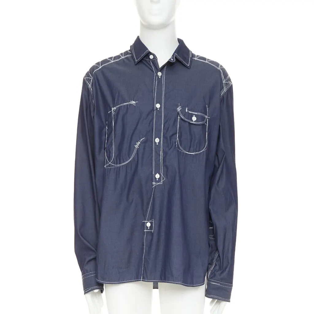 Junya Watanabe Navy Cotton Top Navy Cotton Never worn, with tag - Front View