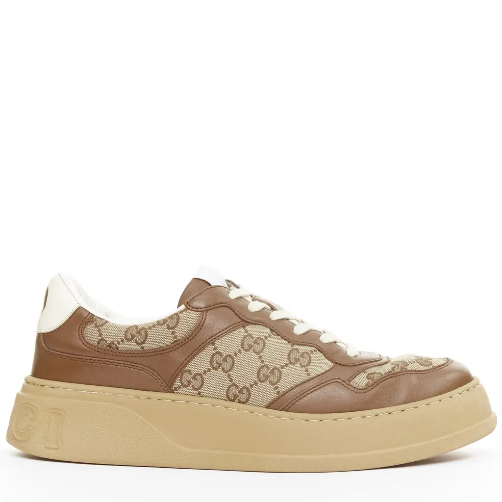 Gucci Brown Leather Trainers Brown Leather Good - Front View