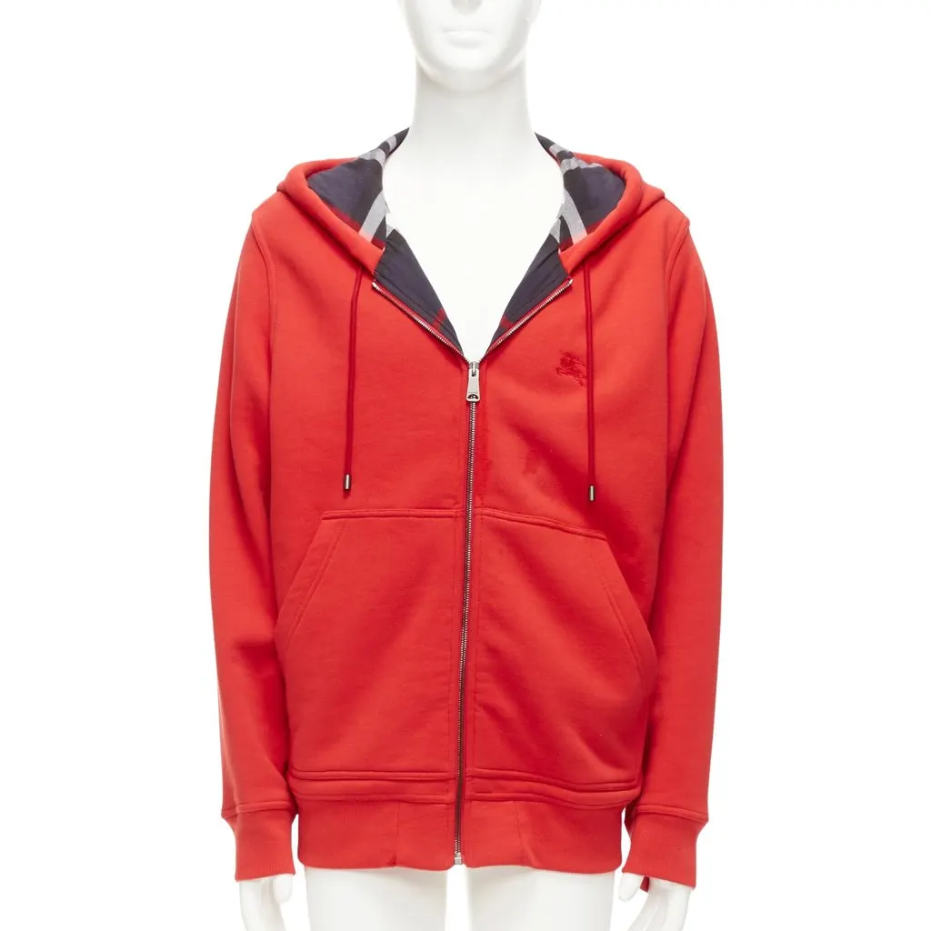 Burberry House Check Hoodie Red Cotton Fair - Front View
