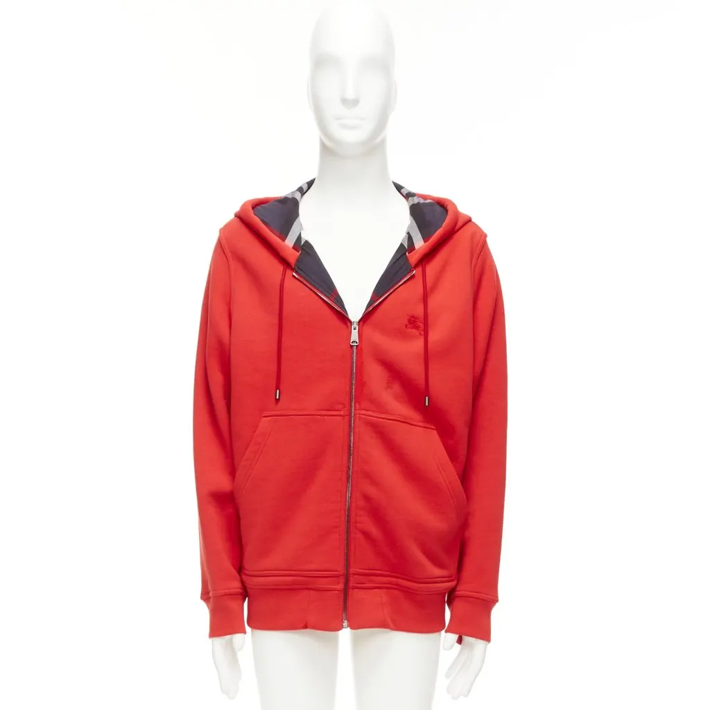 Burberry House Check Hoodie Red Cotton Fair - Back View