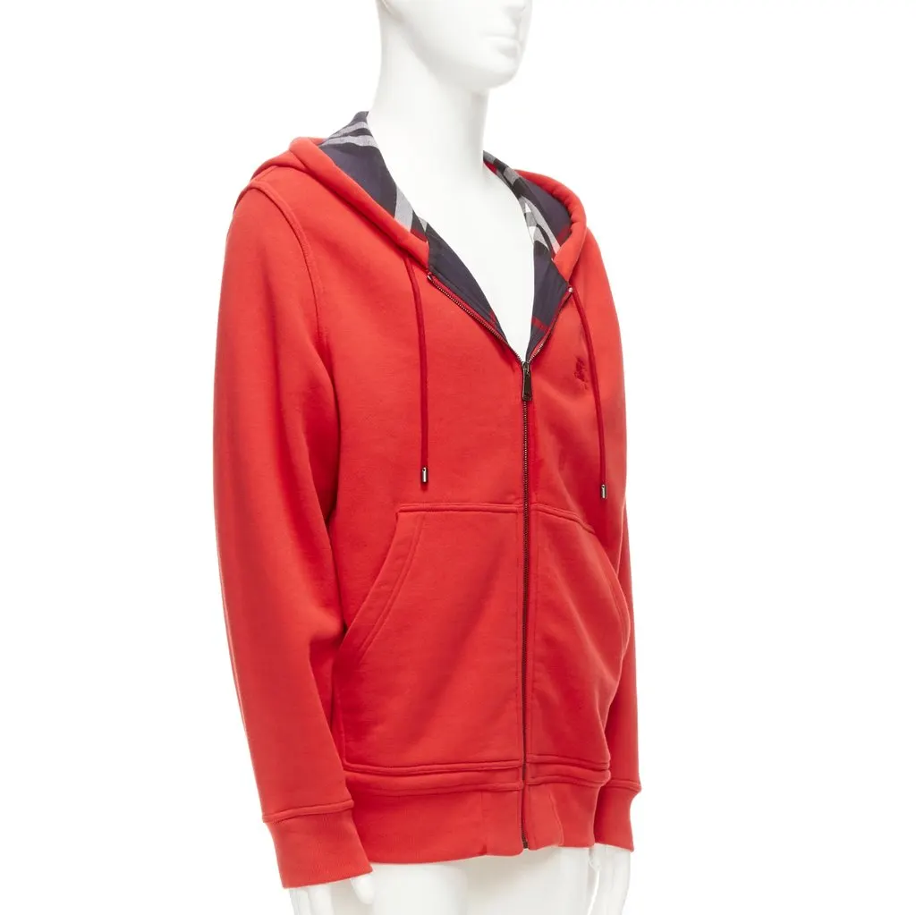 Burberry House Check Hoodie Red Cotton Fair - Inside View