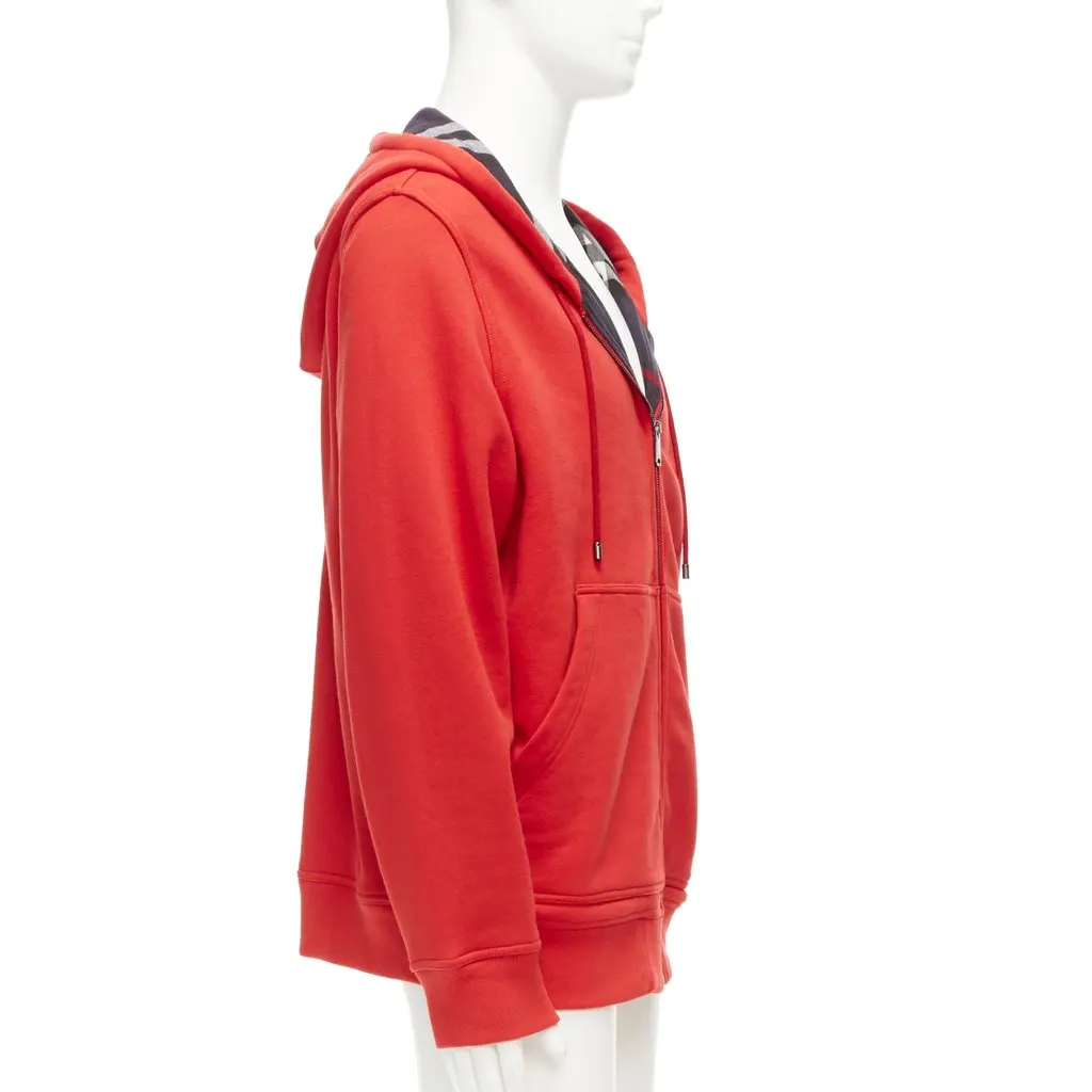 Burberry House Check Hoodie Red Cotton Fair - Model View