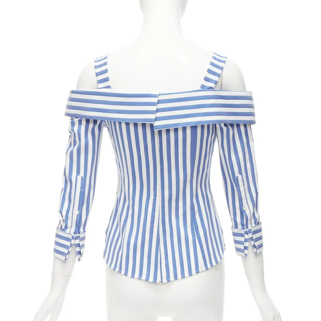 Monse Striped Corset Top White Polyester Very good - Box View