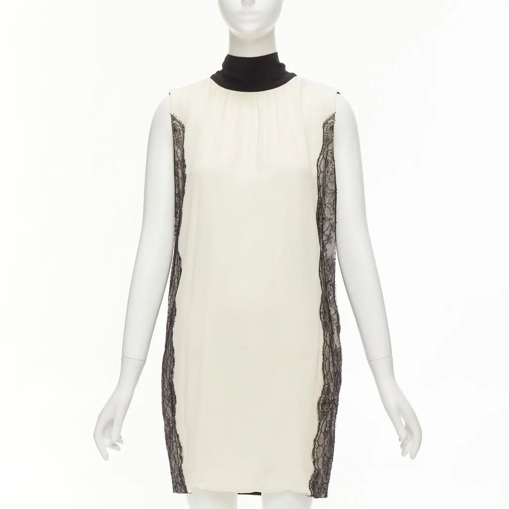 D&G Lace Side Trim Dress Black Silk Very good - Front View