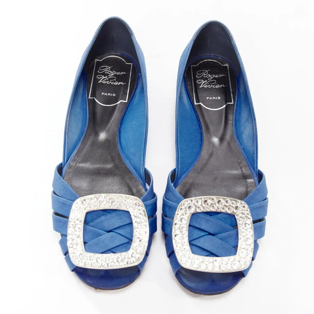 Roger Vivier Tweed CC Logo Flats Blue Fair - Front View