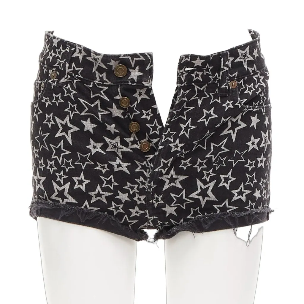 Saint Laurent Star Print Shorts Black Cotton Very good - Front View