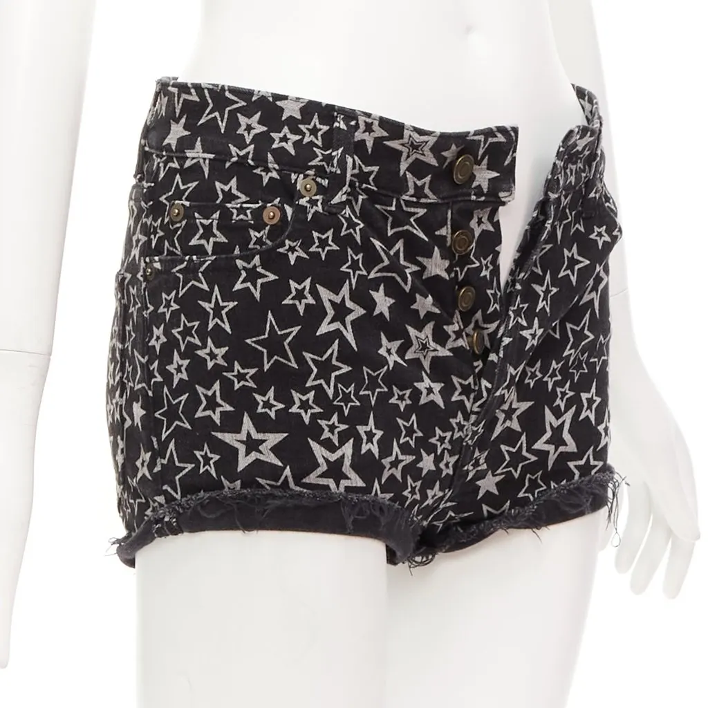 Saint Laurent Star Print Shorts Black Cotton Very good - Inside View