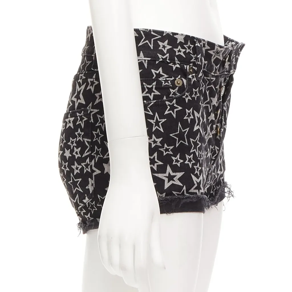 Saint Laurent Star Print Shorts Black Cotton Very good - Model View