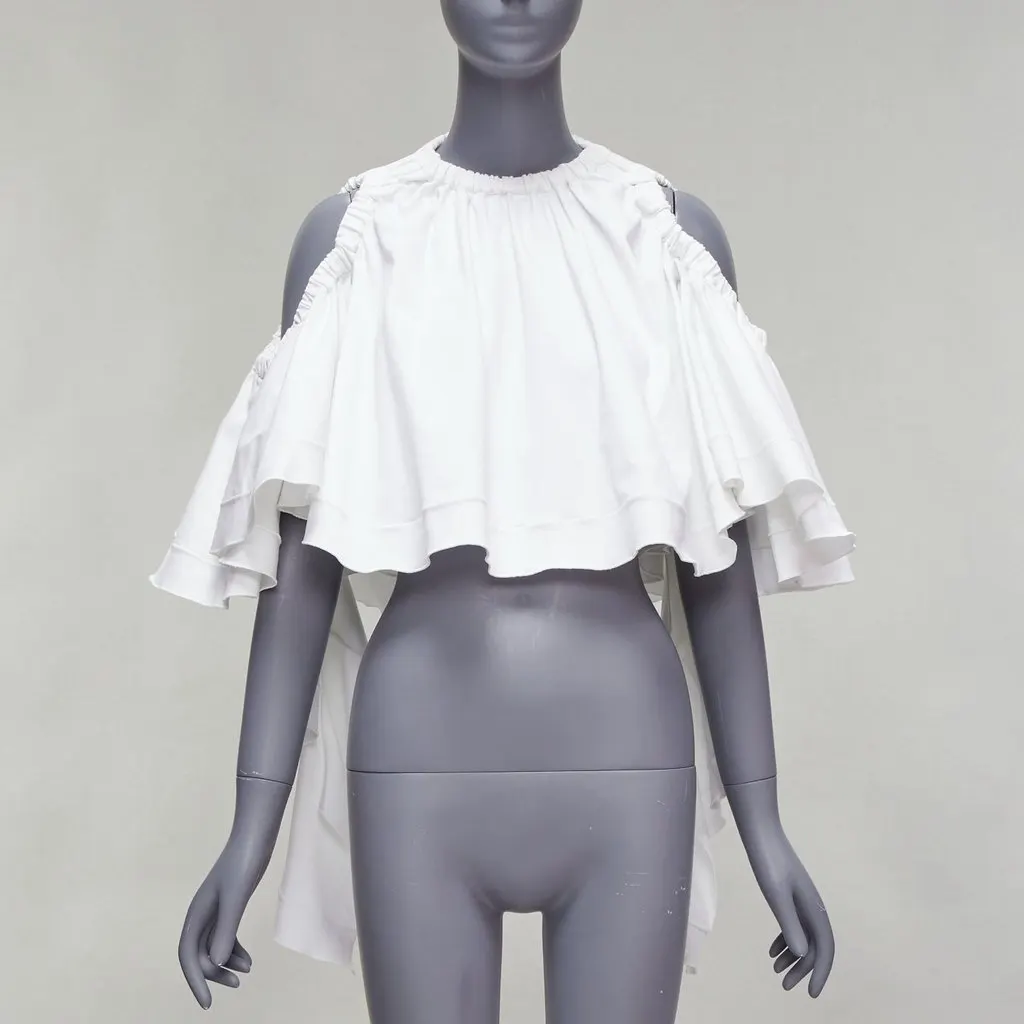 Ellery Cascade Sleeve Crop White Cotton Fair - Inside View