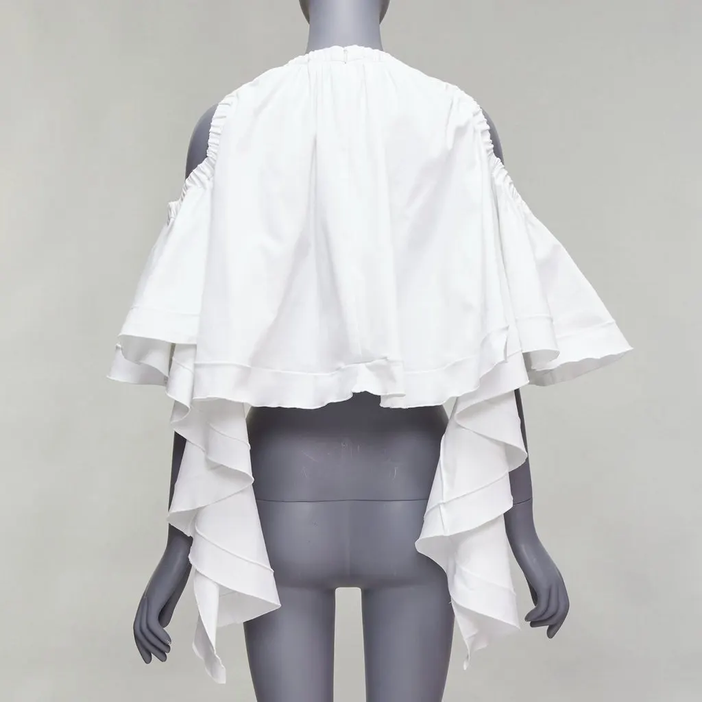 Ellery Cascade Sleeve Crop White Cotton Fair - Box View