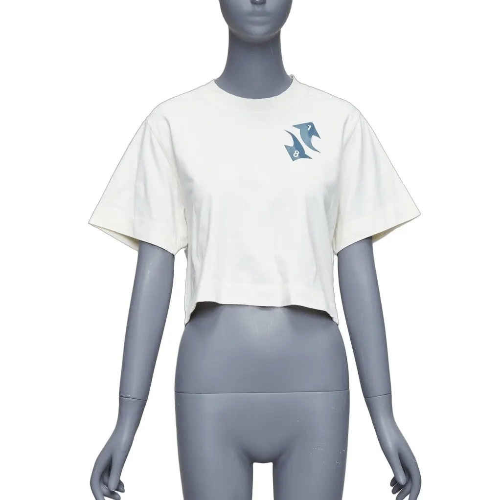 Off-White Embroidered Logo Tee Ecru Cotton Good - Front View