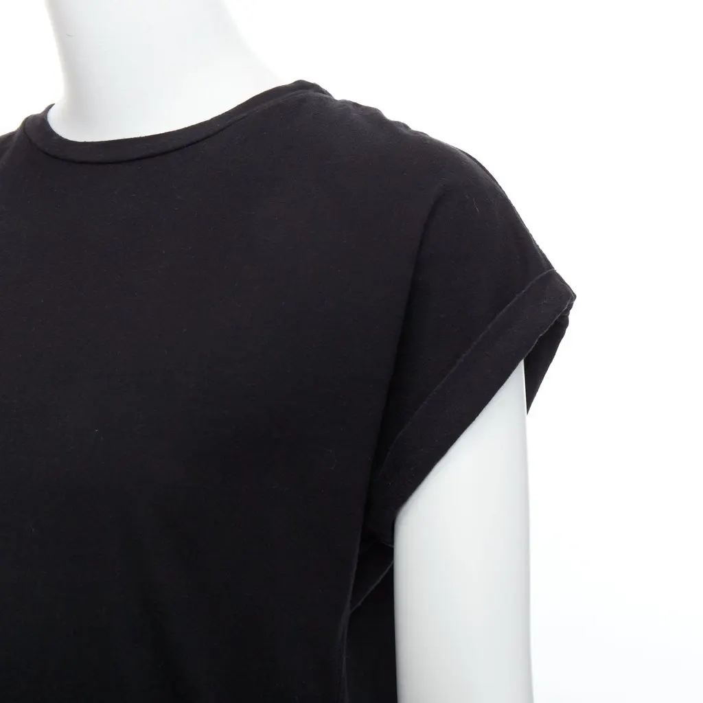 Balmain Rolled Cuff T-Shirt Black Cotton Good - Back View