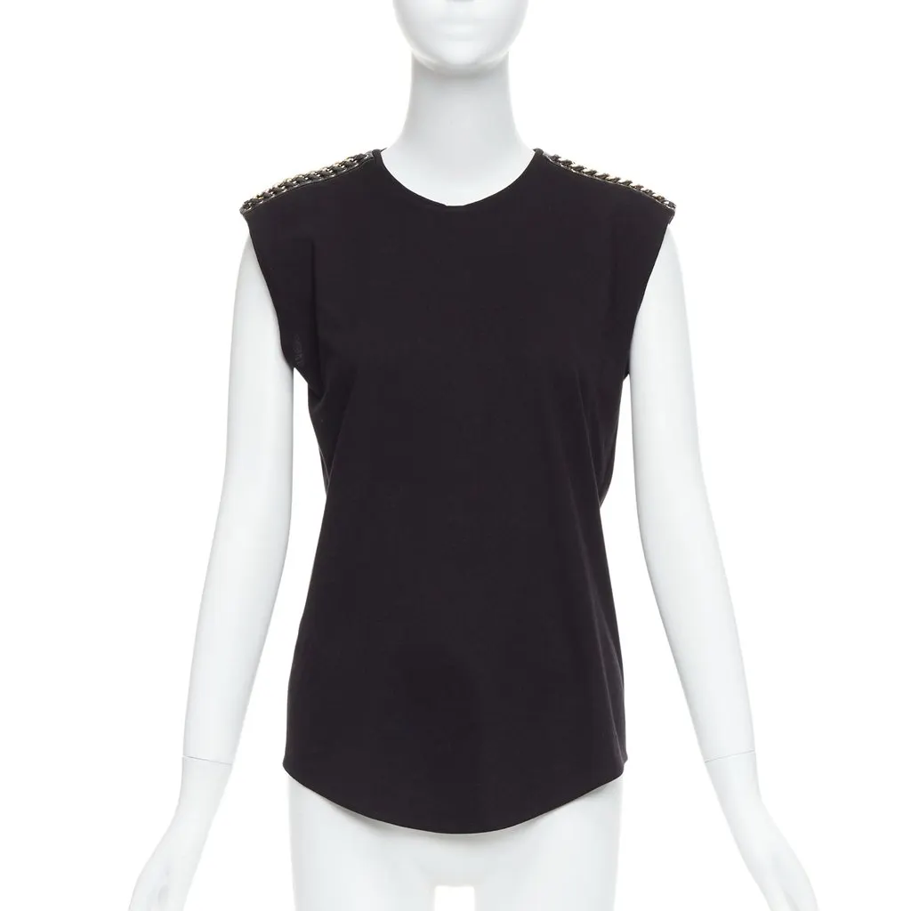 Balmain Chain Leather Tank Black Cotton Very good - Front View