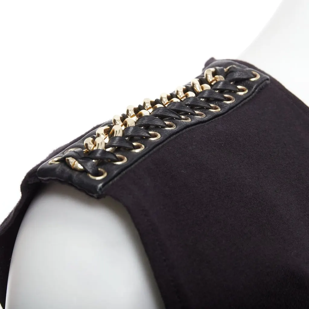 Balmain Chain Leather Tank Black Cotton Very good - Back View