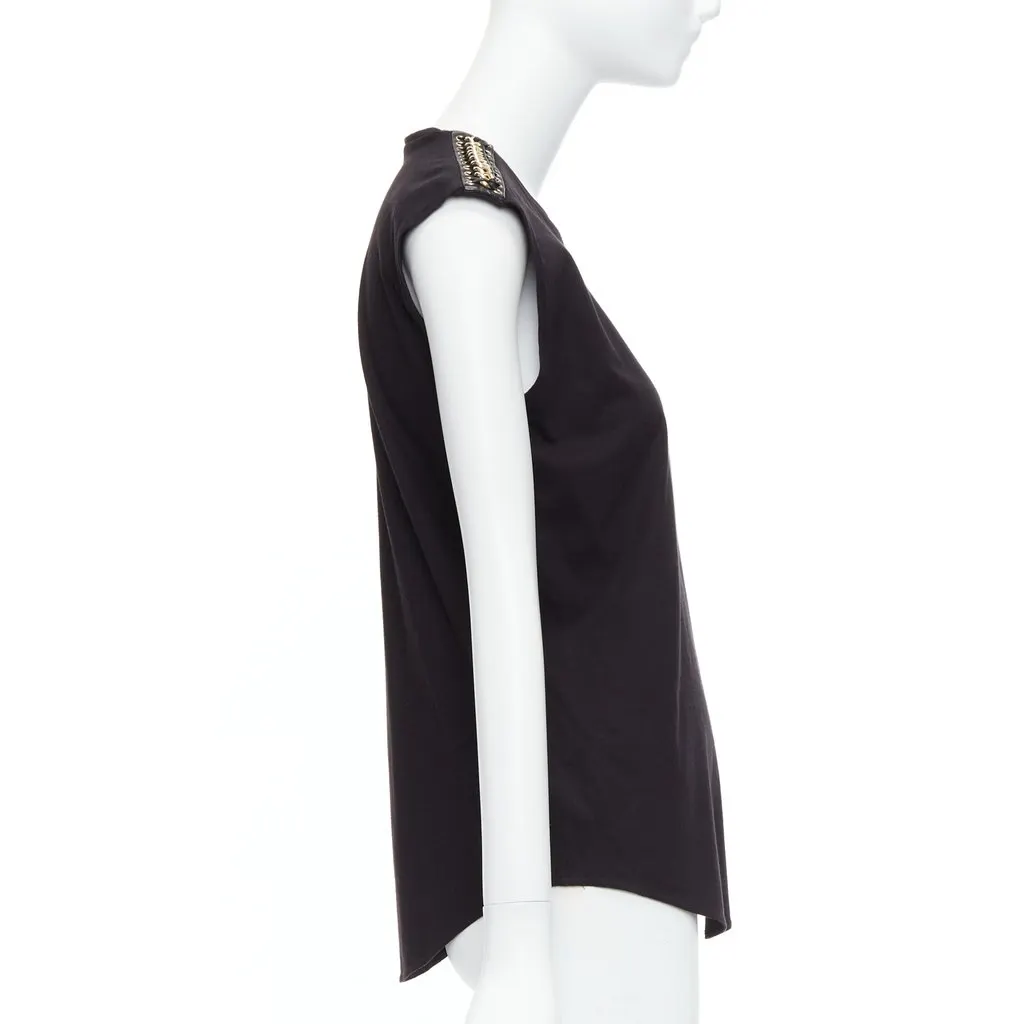 Balmain Chain Leather Tank Black Cotton Very good - Model View