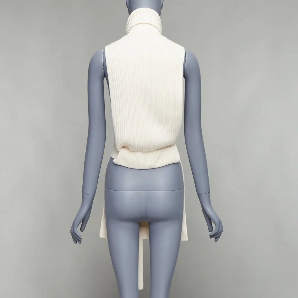 Tibi Ribbed Funnel Vest Ecru Wool Never worn - Box View