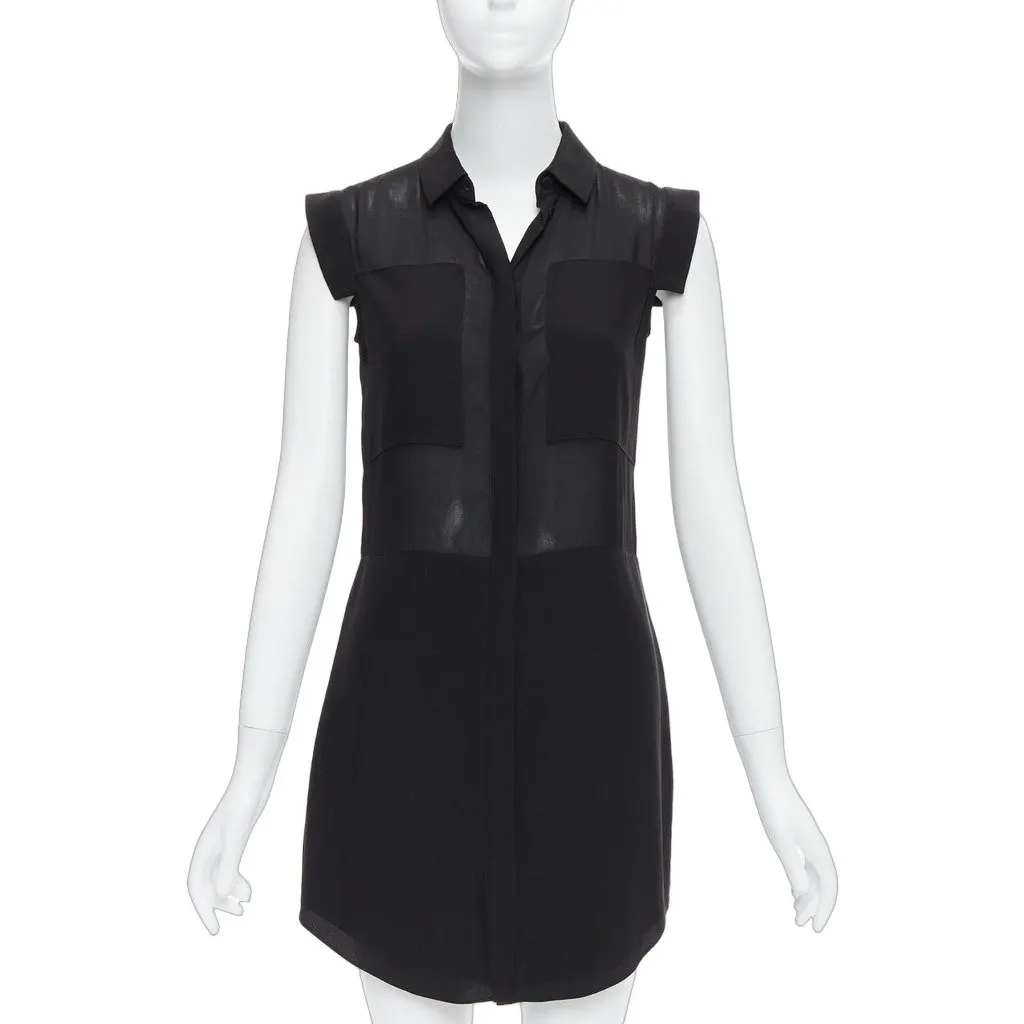 T by Alexander Wang Sheer Panel Dress Black Silk Very good - Front View