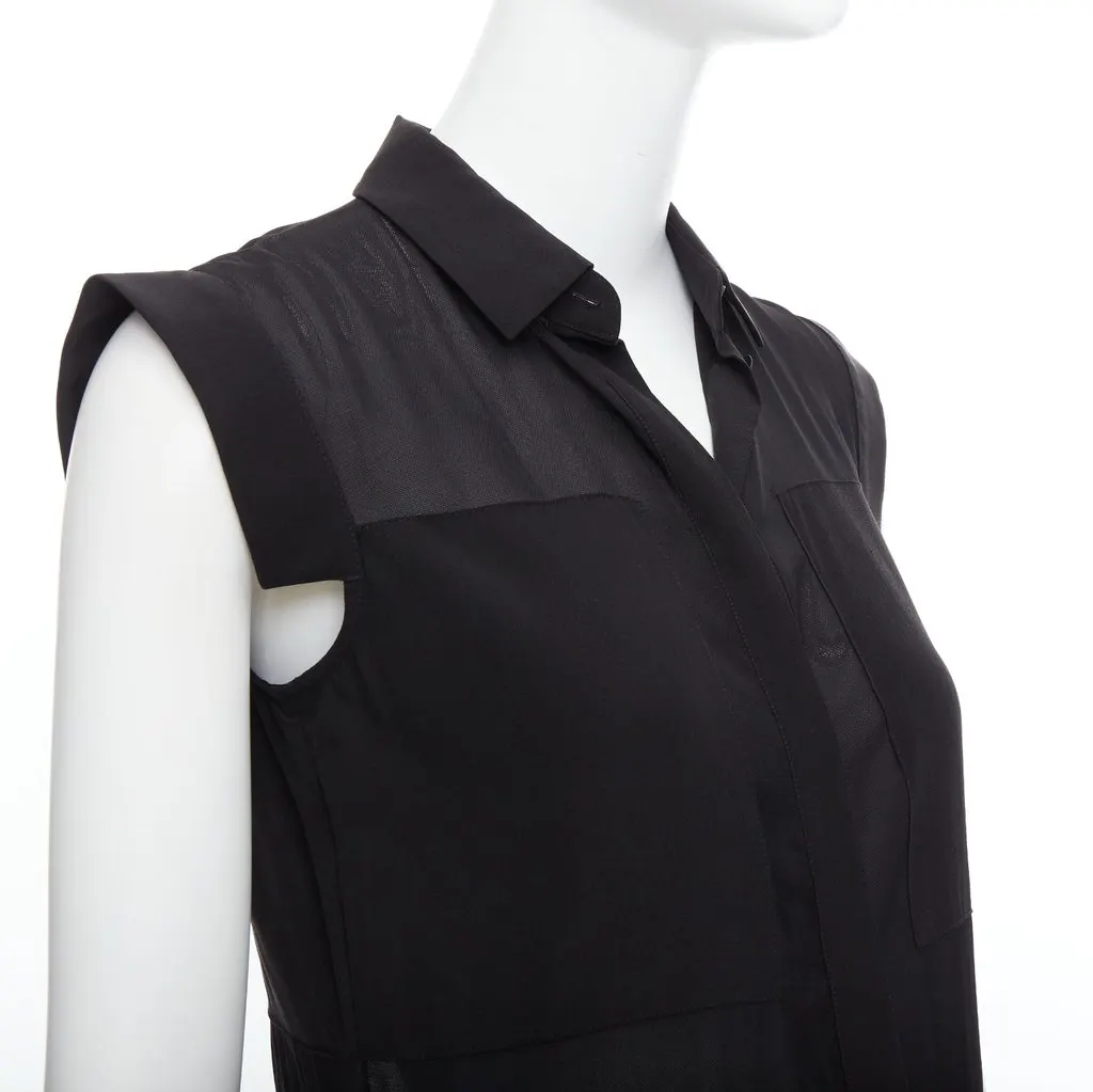T by Alexander Wang Sheer Panel Dress Black Silk Very good - Back View