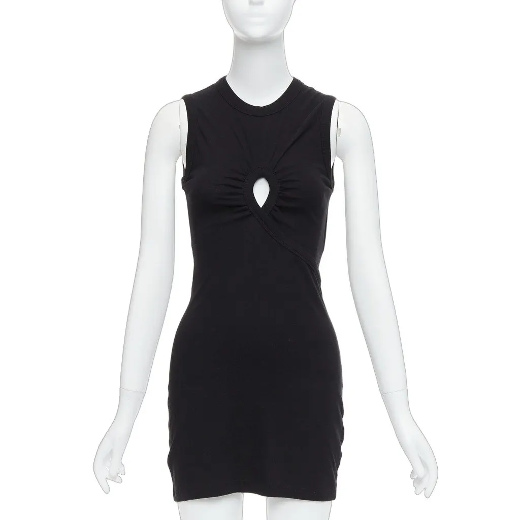 T by Alexander Wang Cutout Draped Dress Black Cotton Very good - Front View