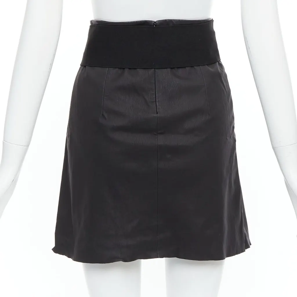 Pierre Balmain Elastic Belt Skirt Black Leather Good - Box View