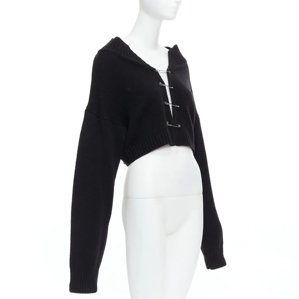 Guizio Safety Pin Cardigan Black Wool Never worn - Inside View