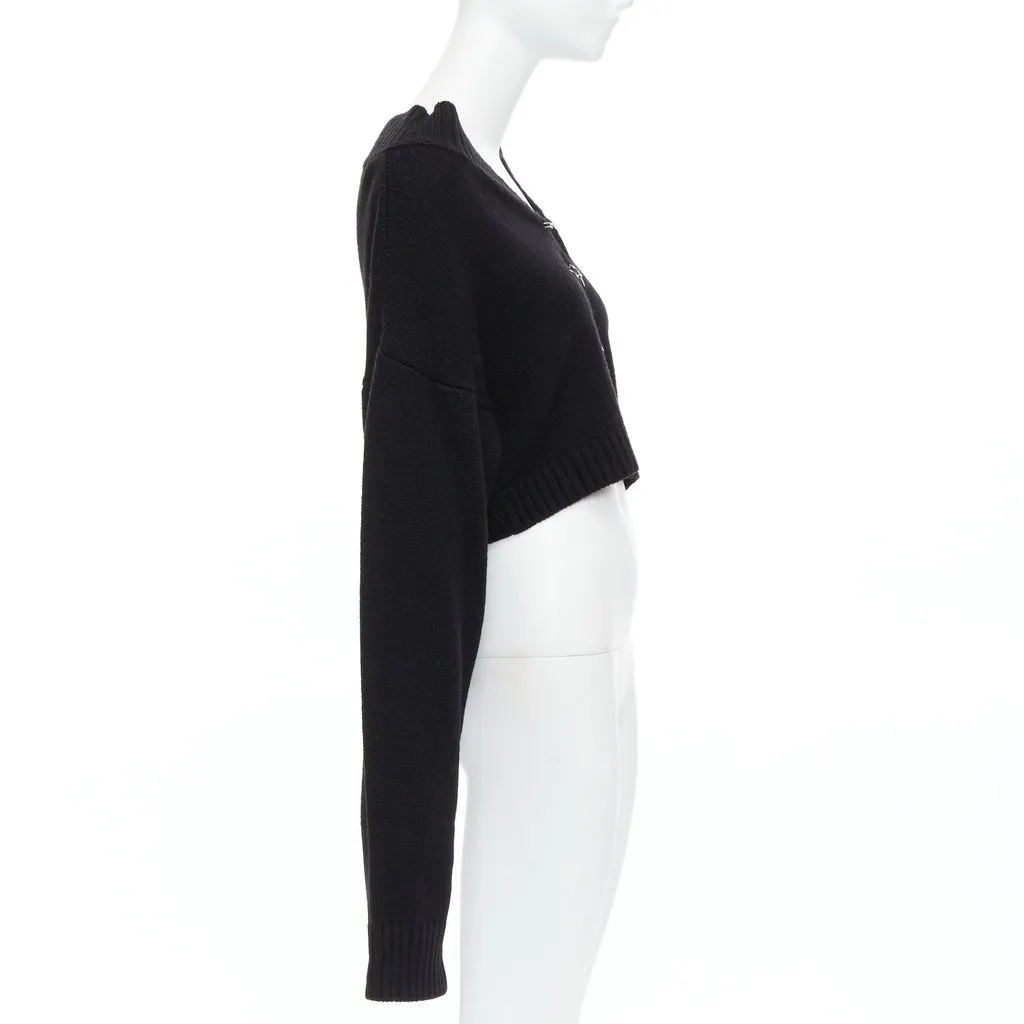 Guizio Safety Pin Cardigan Black Wool Never worn - Model View