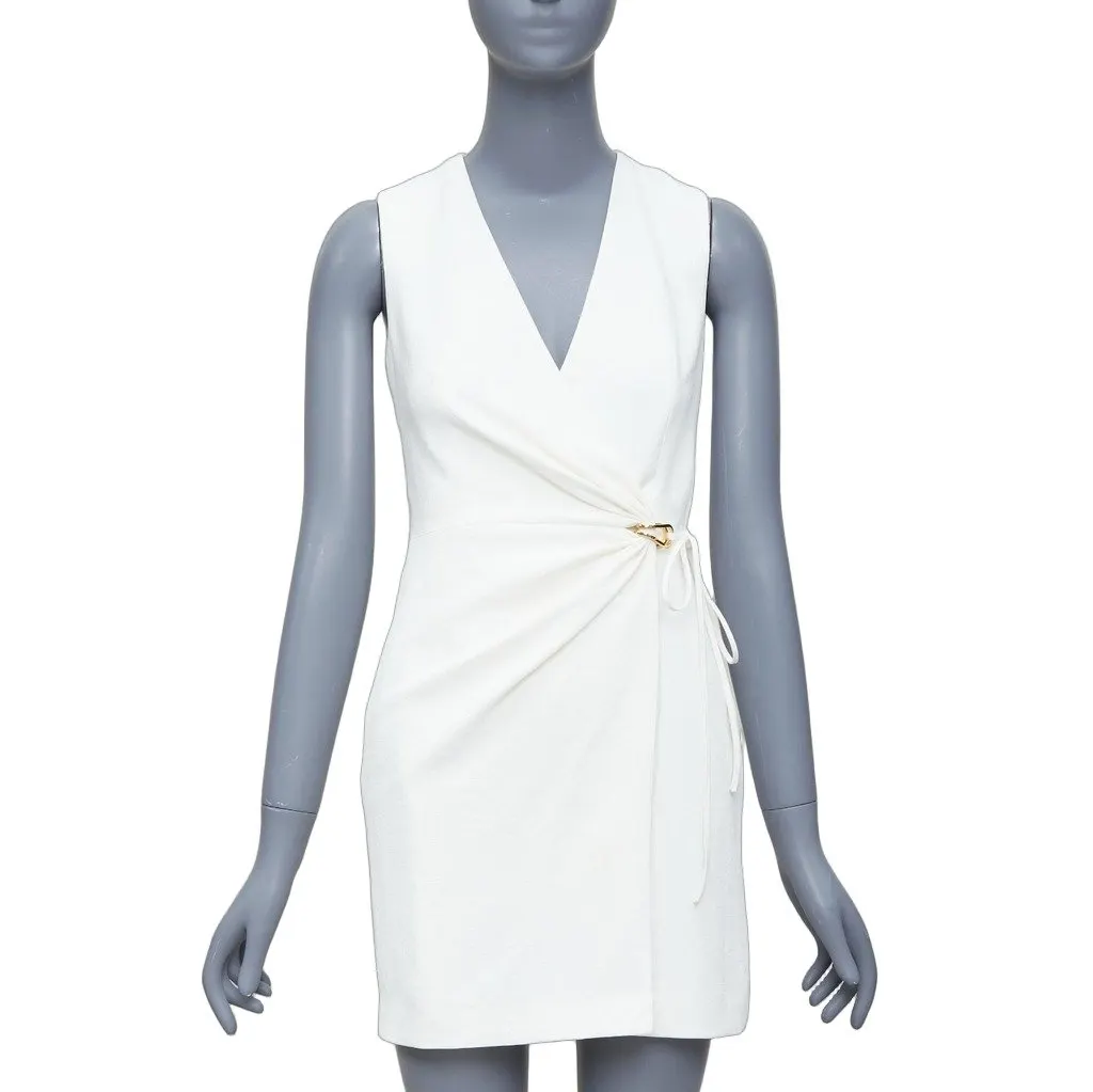 Dion Lee Ruched Wrap Dress White Polyester Fair - Front View