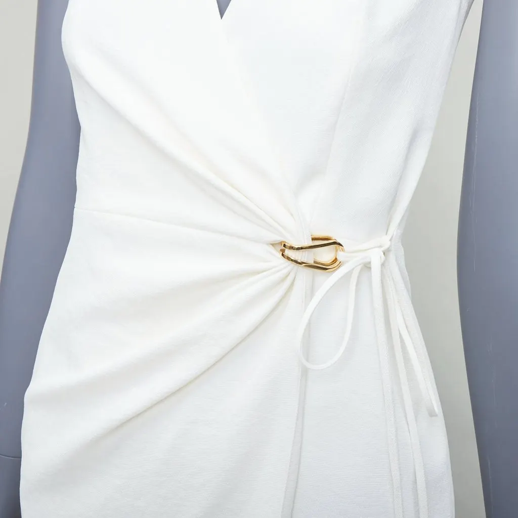Dion Lee Ruched Wrap Dress White Polyester Fair - Back View