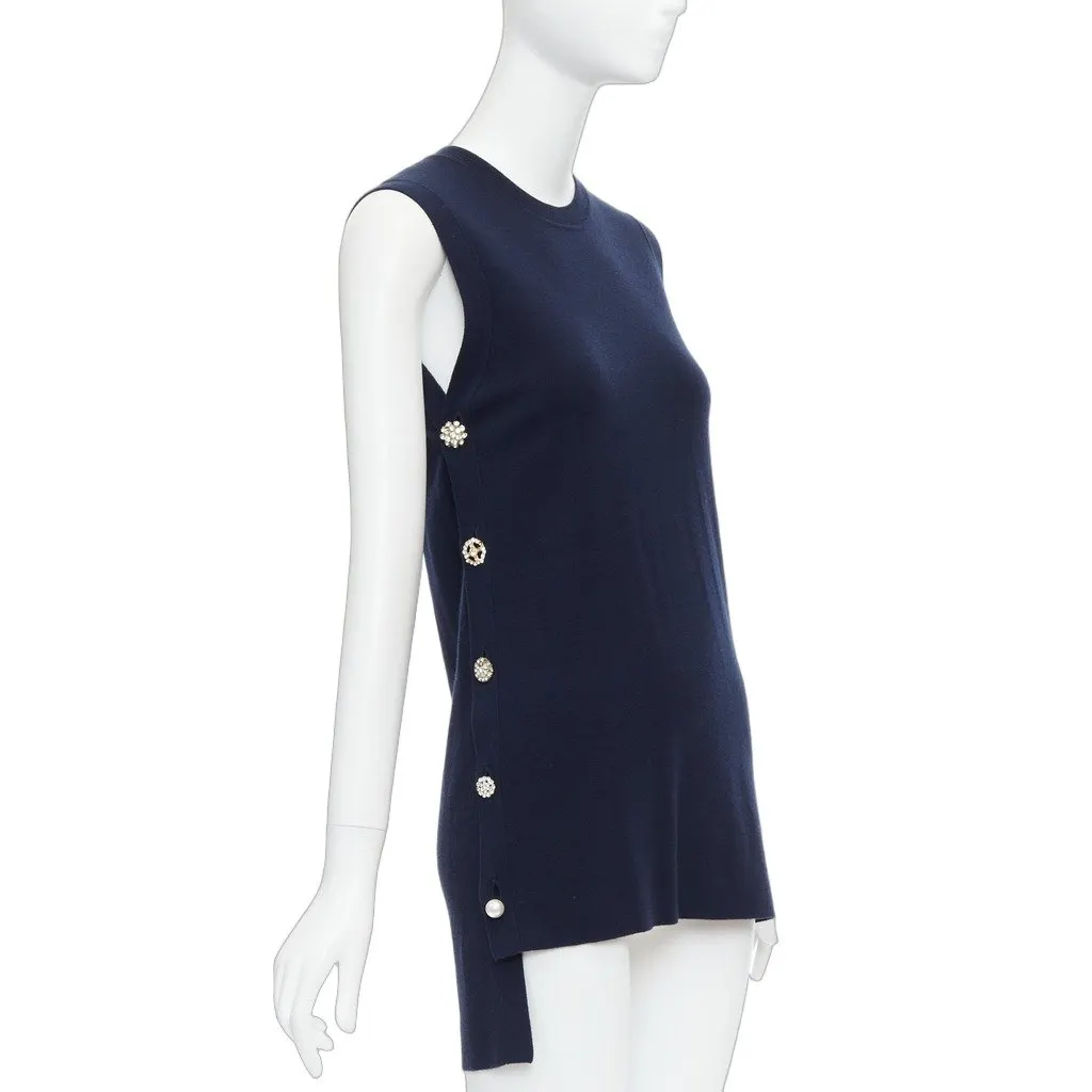 Adam Lippes Crystal Hi Low Top Navy Polyester Very good - Front View