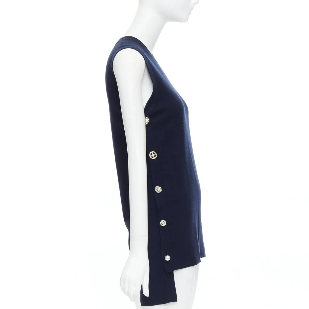 Adam Lippes Crystal Hi Low Top Navy Polyester Very good - Model View