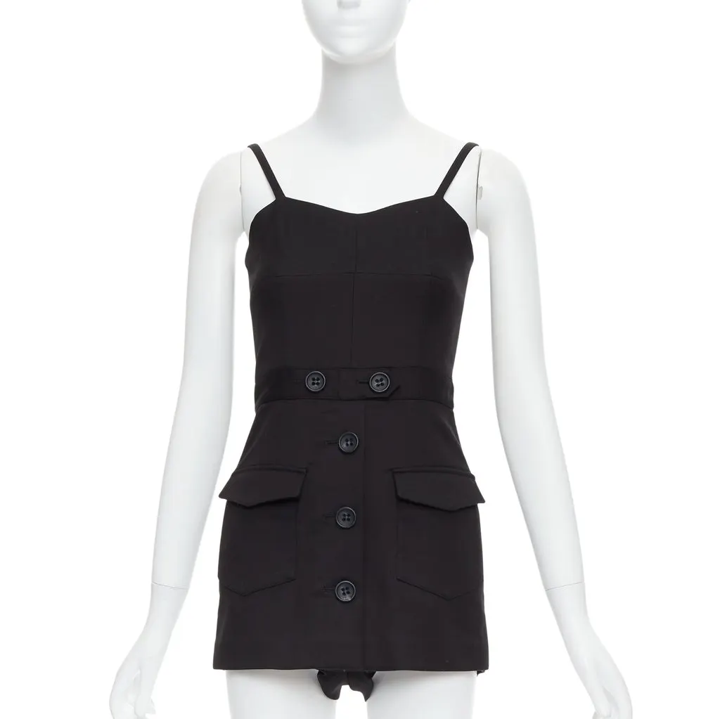 RED VALENTINO GARAVANI Button Cargo Playsuit Black Cotton Very good - Front View