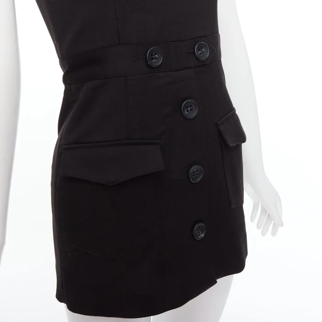 RED VALENTINO GARAVANI Button Cargo Playsuit Black Cotton Very good - Back View