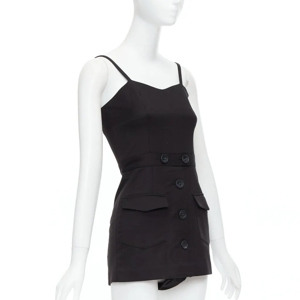 RED VALENTINO GARAVANI Button Cargo Playsuit Black Cotton Very good - Inside View