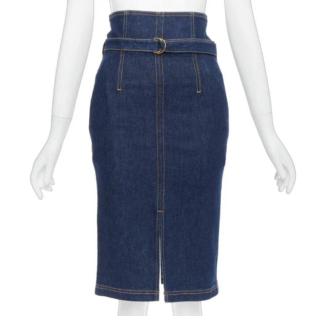 PHILOSOPHY DI ALBERTA FERRETTI Denim Pencil Skirt Blue Cotton Never worn - Front View