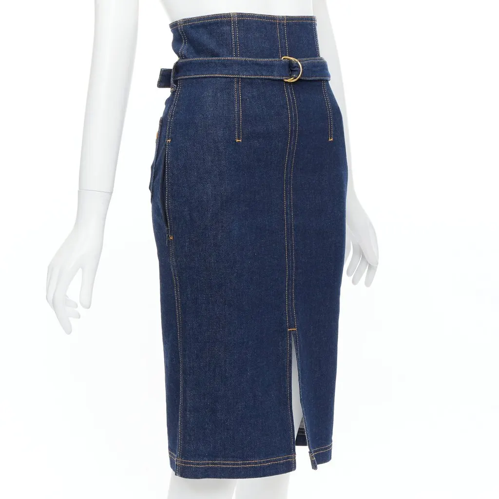 PHILOSOPHY DI ALBERTA FERRETTI Denim Pencil Skirt Blue Cotton Never worn - Inside View