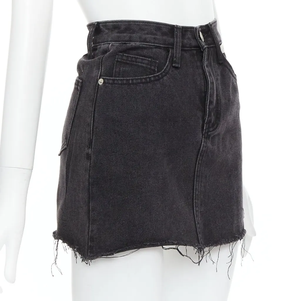 Kimhekim Frayed Denim Skirt Black Cotton Never worn - Inside View